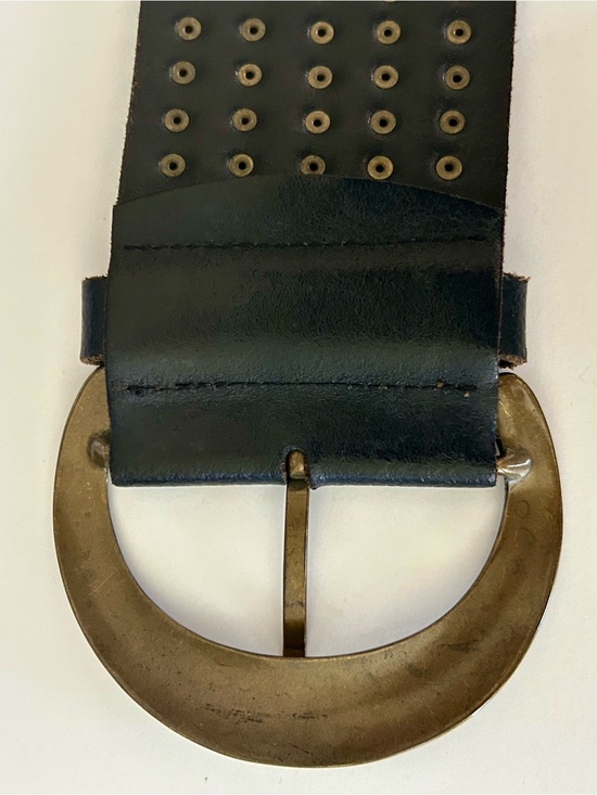 Carlisle Black Belt w/Antique Brass Discs Wide Statement Piece RARE Vintage EUC main image 4